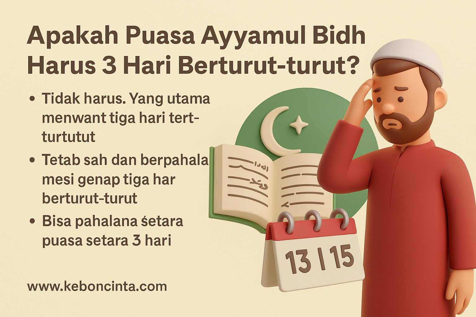 Apakah Puasa Ayyamul Bidh Harus 3 Hari Berturut-turut? Penjelasan Hadis dan Dalil Lengkap